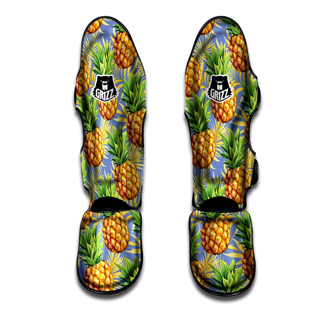 Yellow Pineapple Hawaiian Print Muay Thai Shin Guard-grizzshop