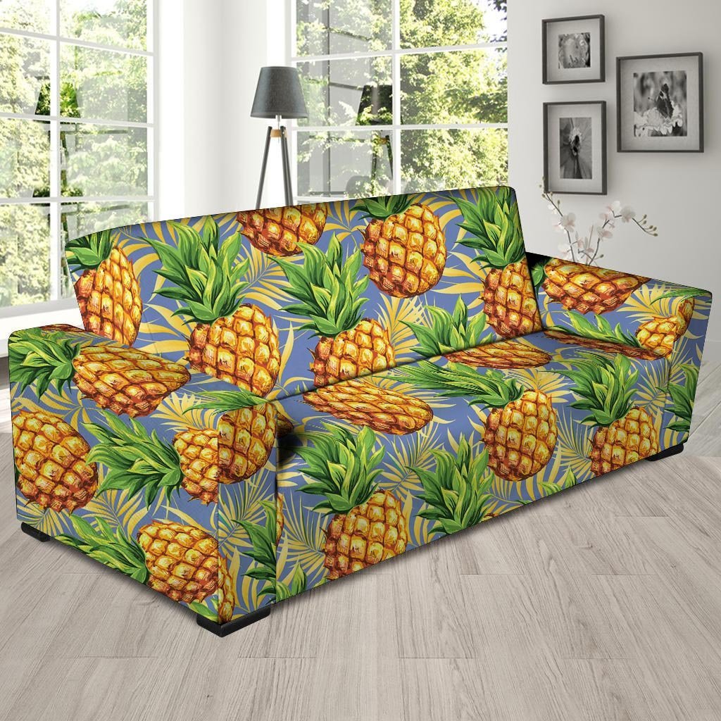 Yellow Pineapple Hawaiian Print Sofa Cover-grizzshop