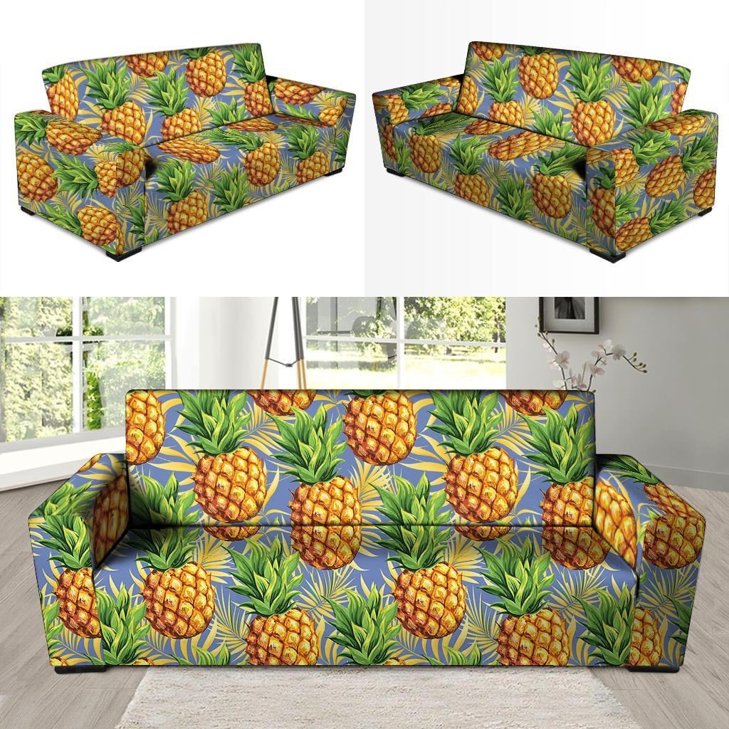 Yellow Pineapple Hawaiian Print Sofa Cover-grizzshop