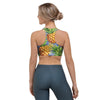 Yellow Pineapple Hawaiian Print Sports Bra-grizzshop