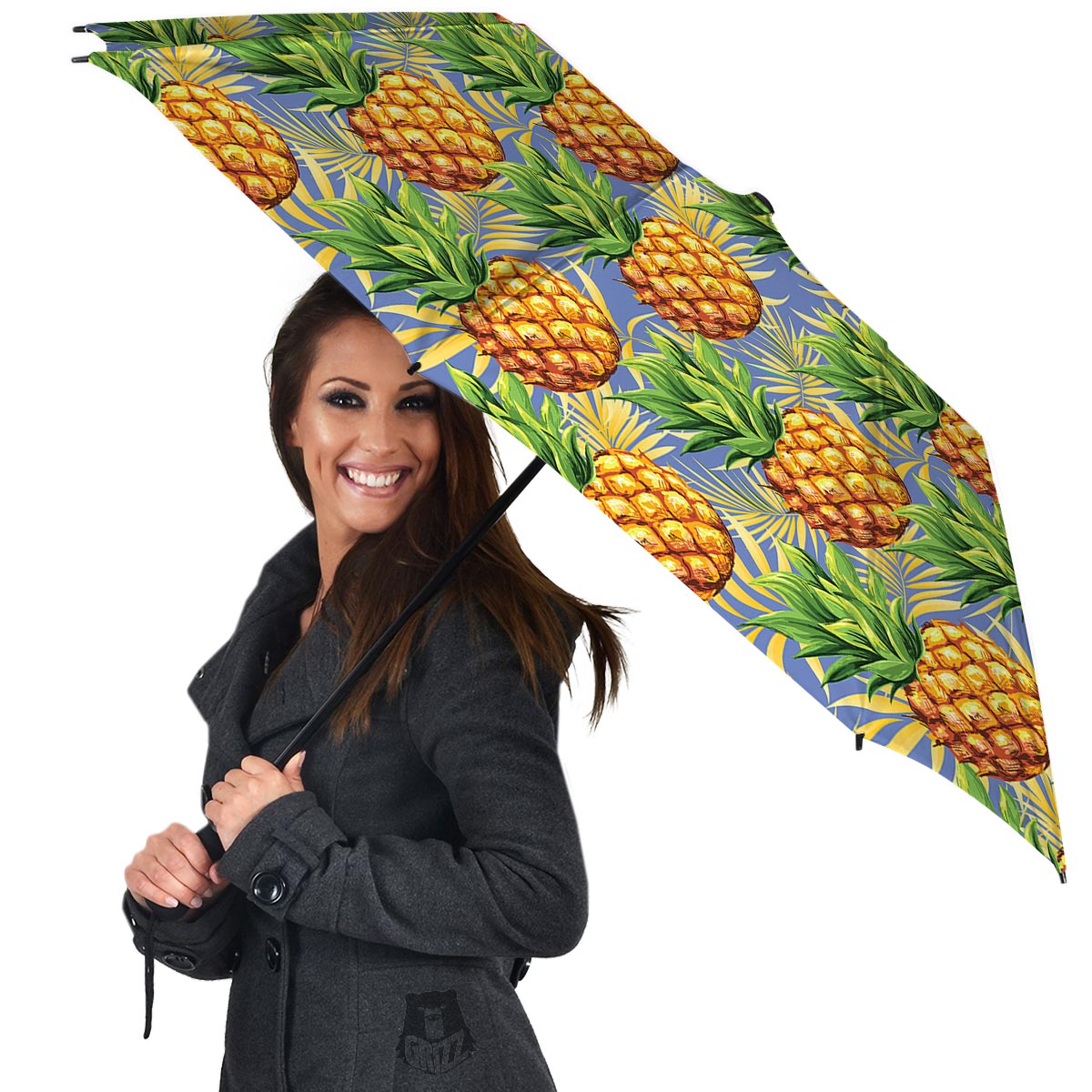 Yellow Pineapple Hawaiian Print Umbrella-grizzshop