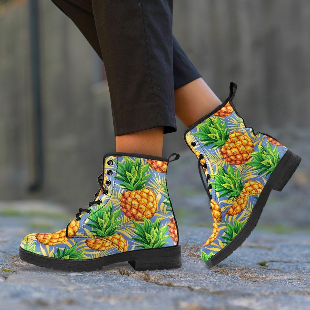 Yellow Pineapple Hawaiian Print Women's Boots-grizzshop