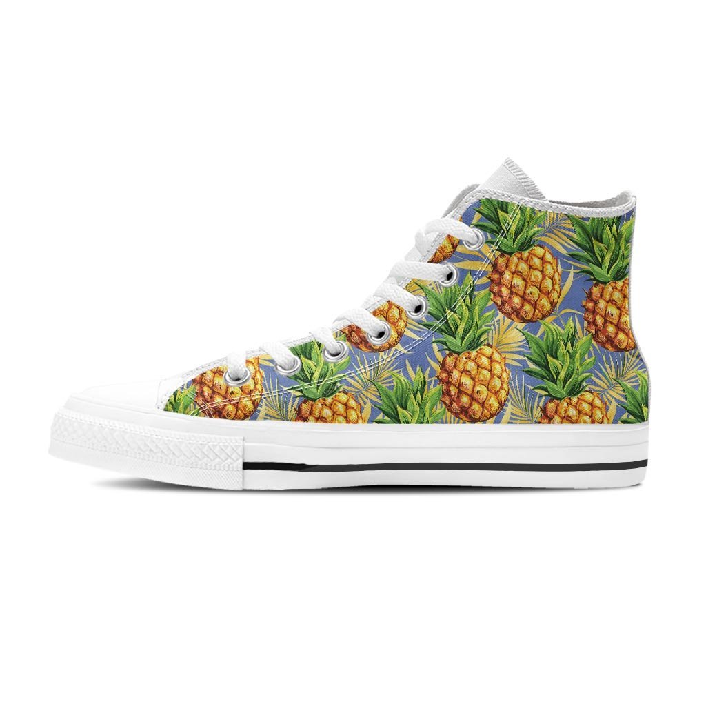 Yellow Pineapple Hawaiian Print Women's High Top Shoes-grizzshop