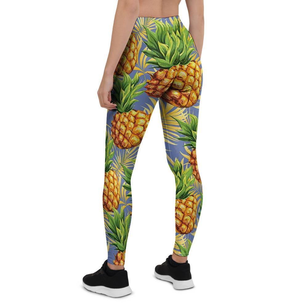 Yellow Pineapple Hawaiian Print Women's Leggings-grizzshop