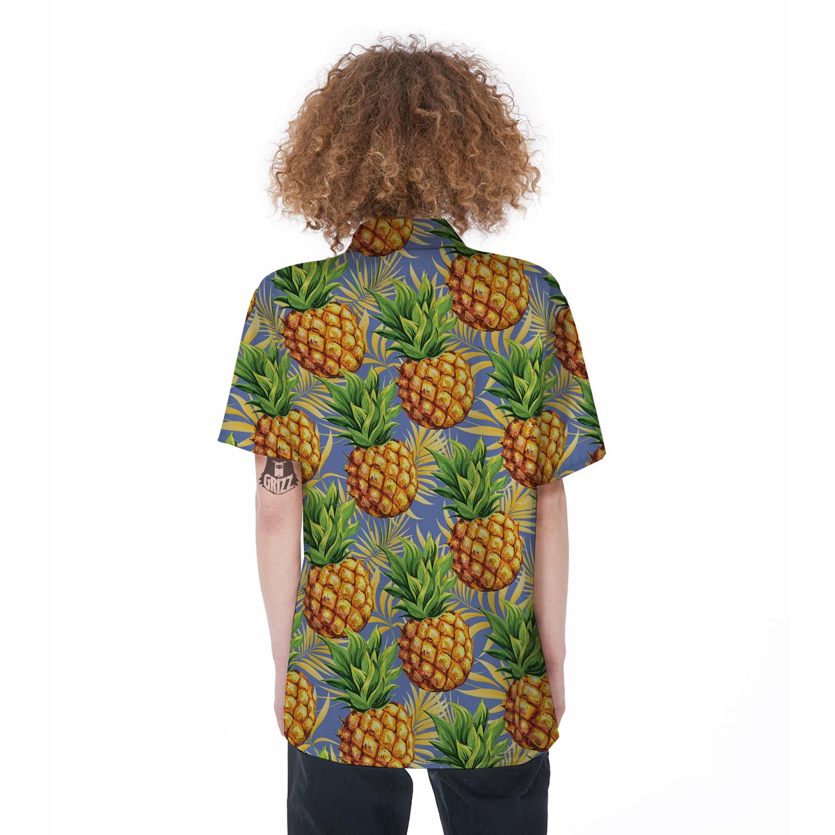 Yellow Pineapple Hawaiian Print Women's Short Sleeve Shirts-grizzshop