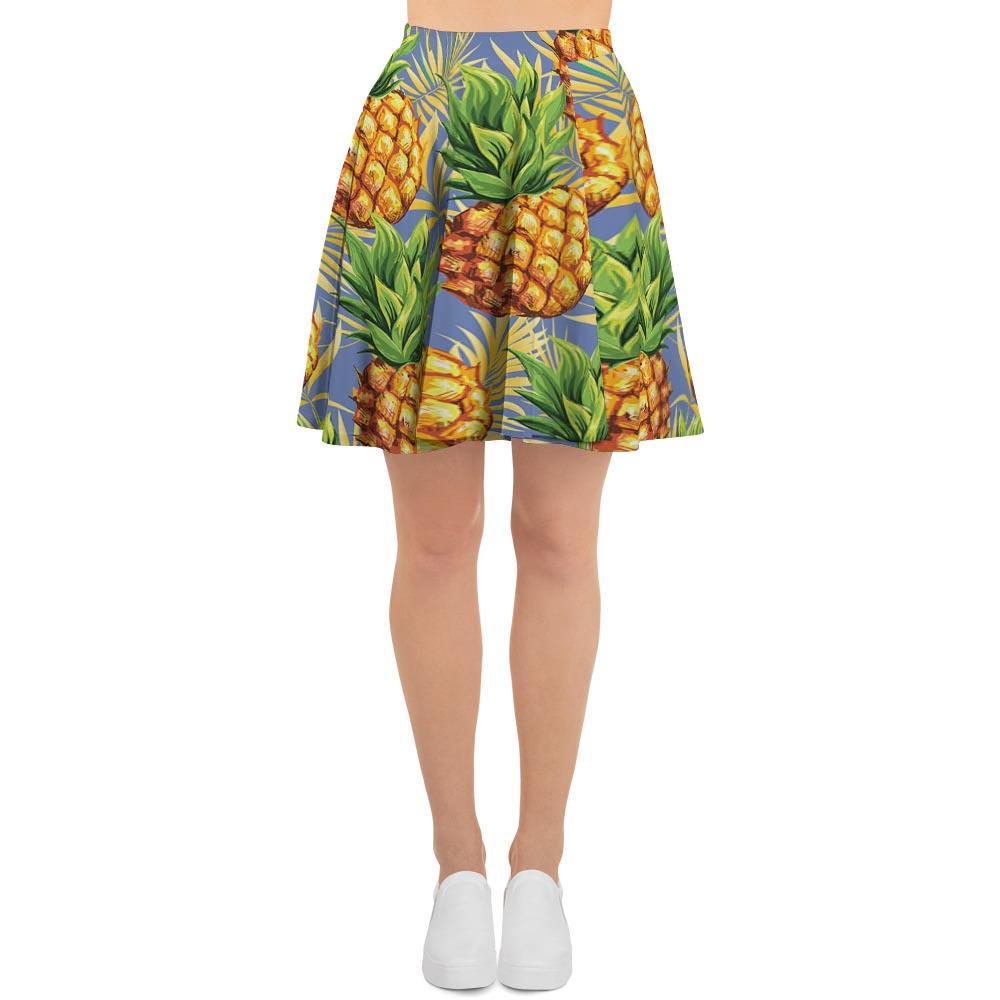 Yellow Pineapple Hawaiian Print Women's Skirt-grizzshop