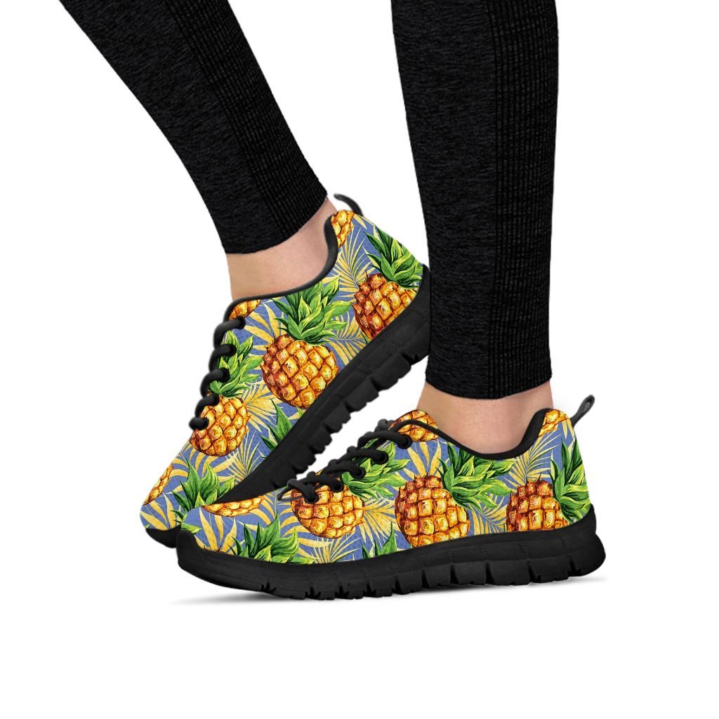 Yellow Pineapple Hawaiian Print Women's Sneakers-grizzshop