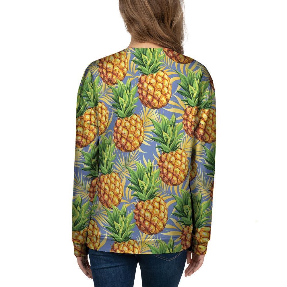 Yellow Pineapple Hawaiian Print Women's Sweatshirt-grizzshop