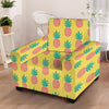 Yellow Pineapple Print Armchair Cover-grizzshop