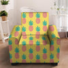 Yellow Pineapple Print Armchair Cover-grizzshop