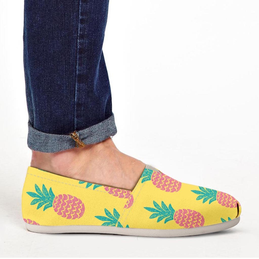 Yellow Pineapple Print Canvas Shoes-grizzshop