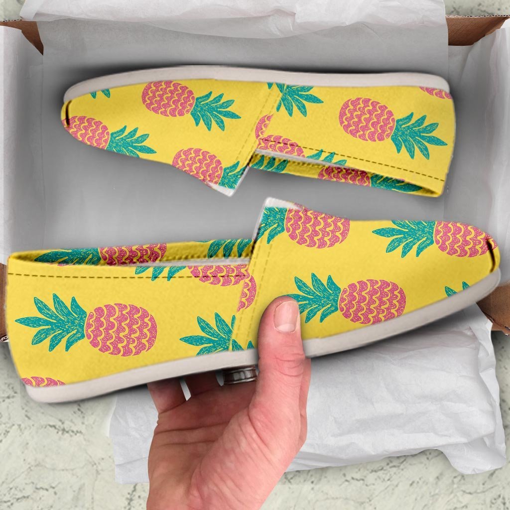 Yellow Pineapple Print Canvas Shoes-grizzshop