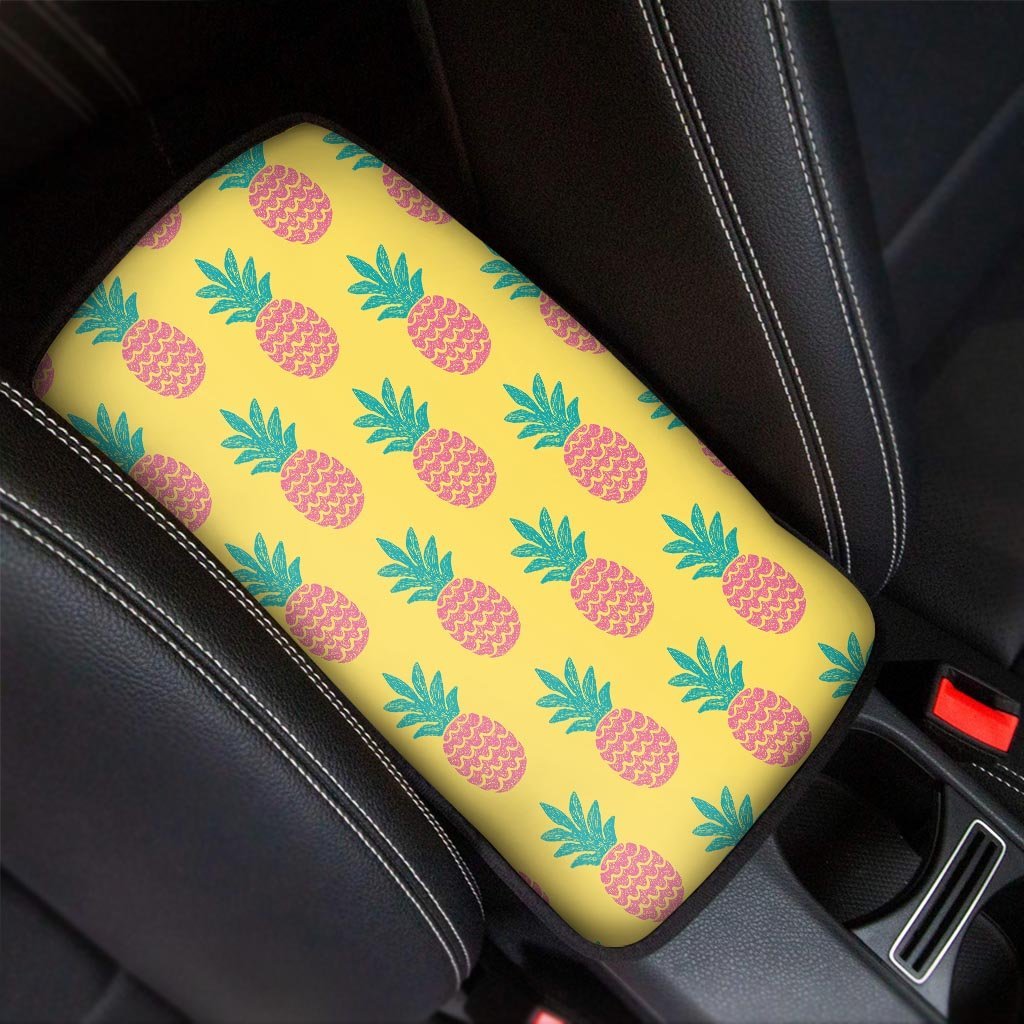 Yellow Pineapple Print Car Console Cover-grizzshop