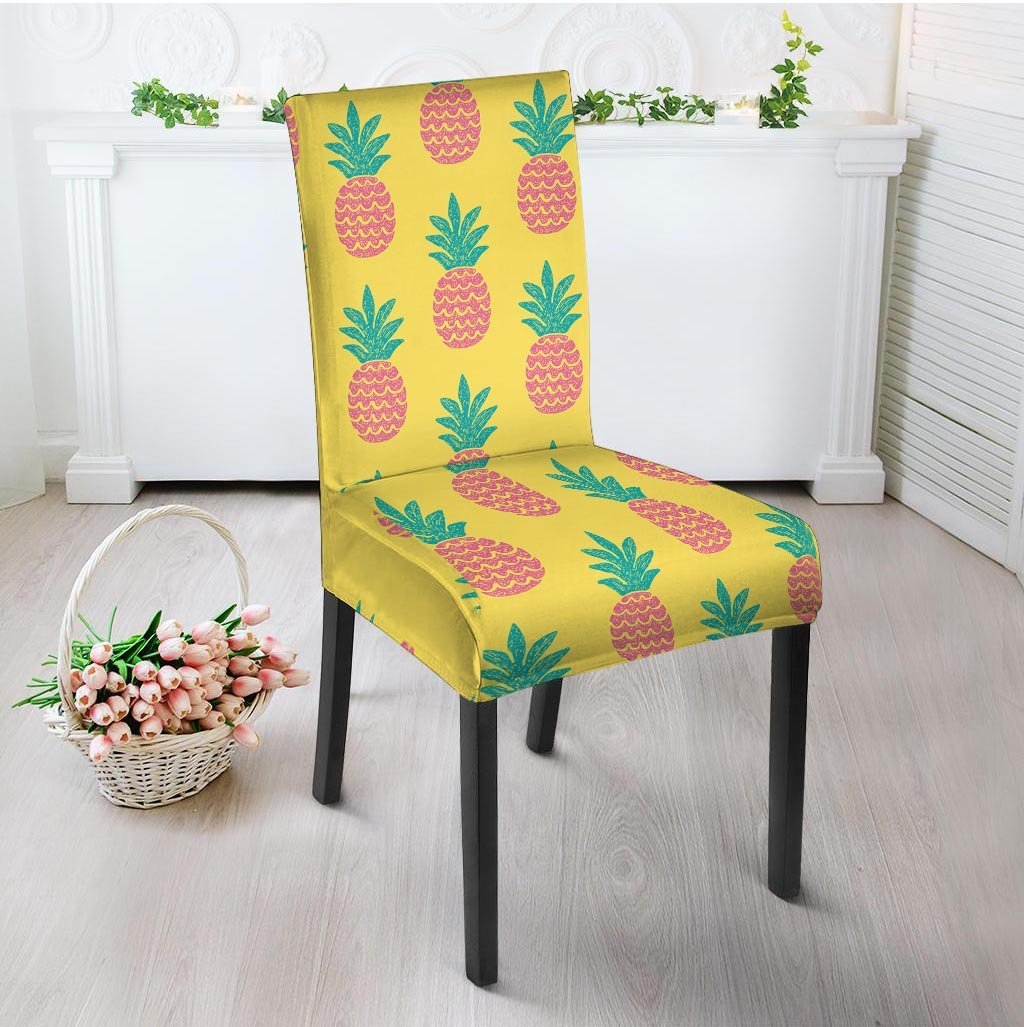 Yellow Pineapple Print Chair Cover-grizzshop
