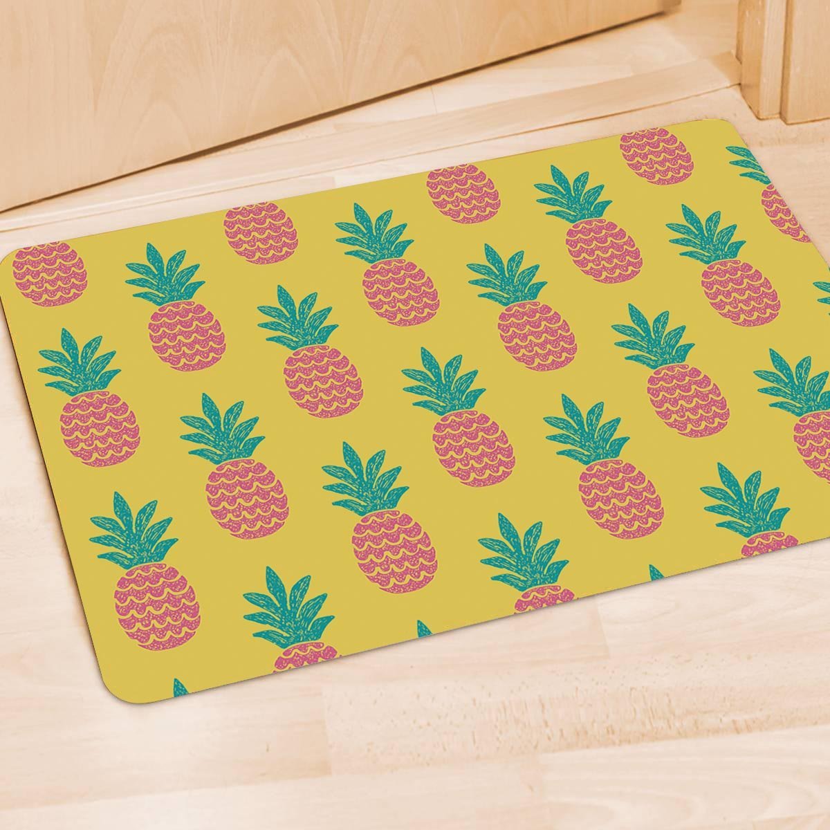Yellow Pineapple Print Door Mat-grizzshop
