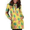 Yellow Pineapple Print Hoodie Dress-grizzshop