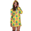 Yellow Pineapple Print Hoodie Dress-grizzshop