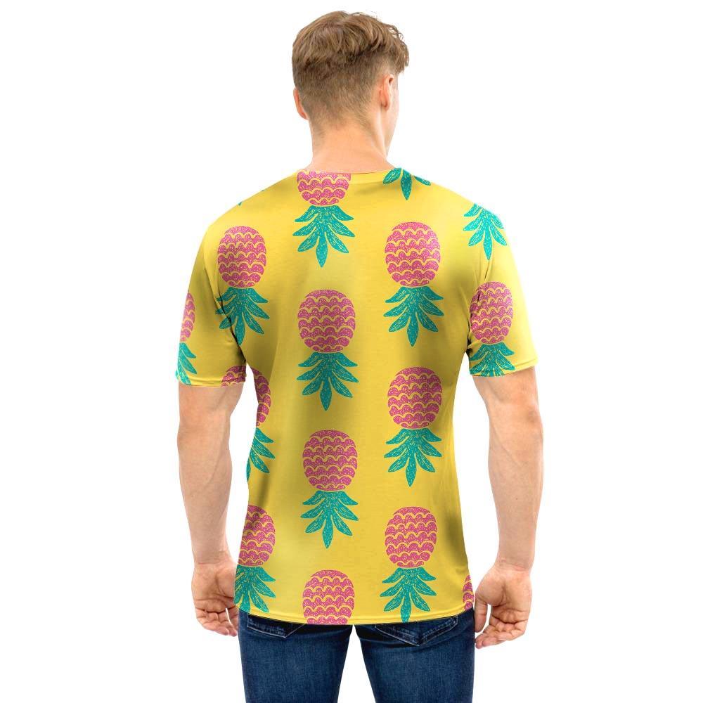 Yellow Pineapple Print Men T Shirt-grizzshop