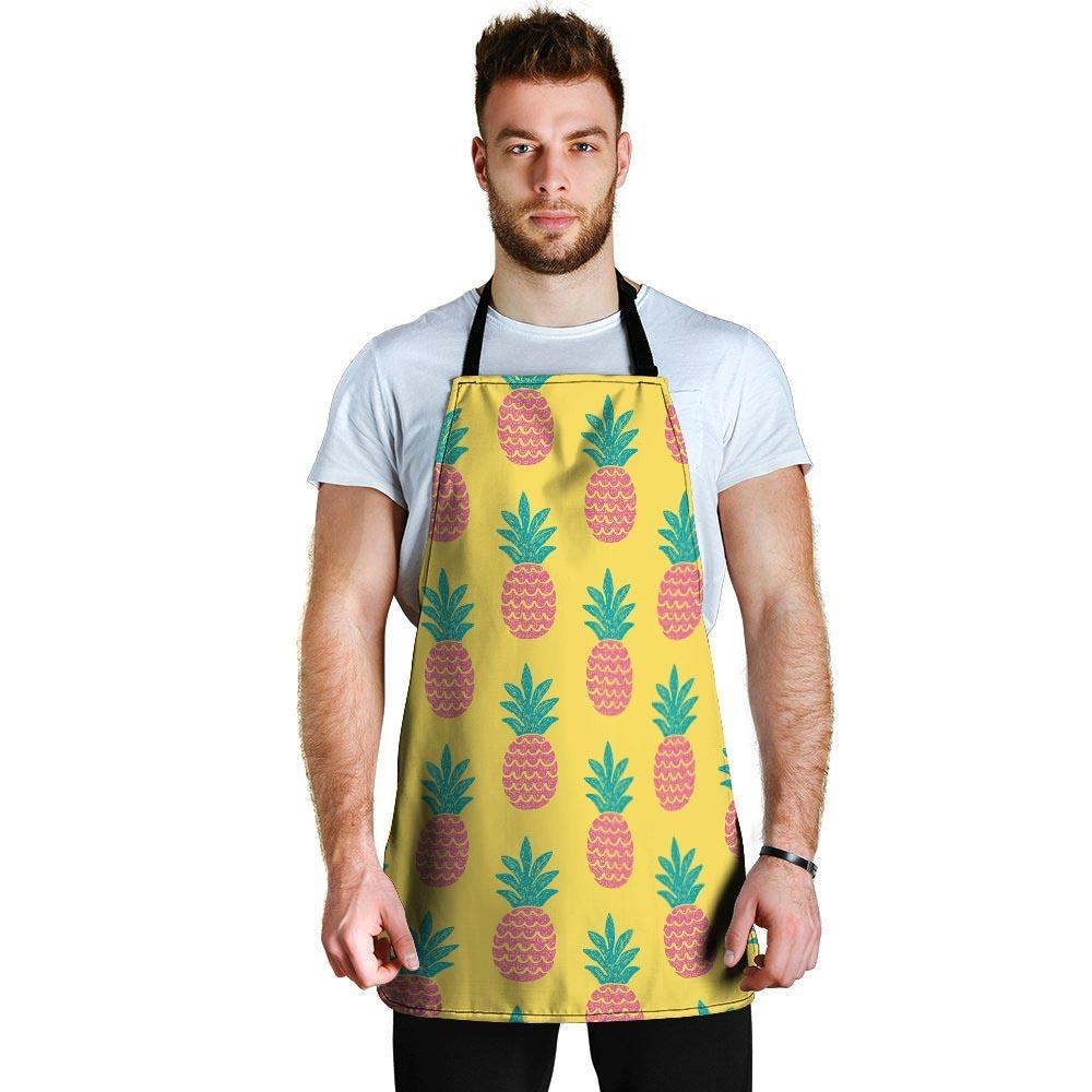 Yellow Pineapple Print Men's Apron-grizzshop