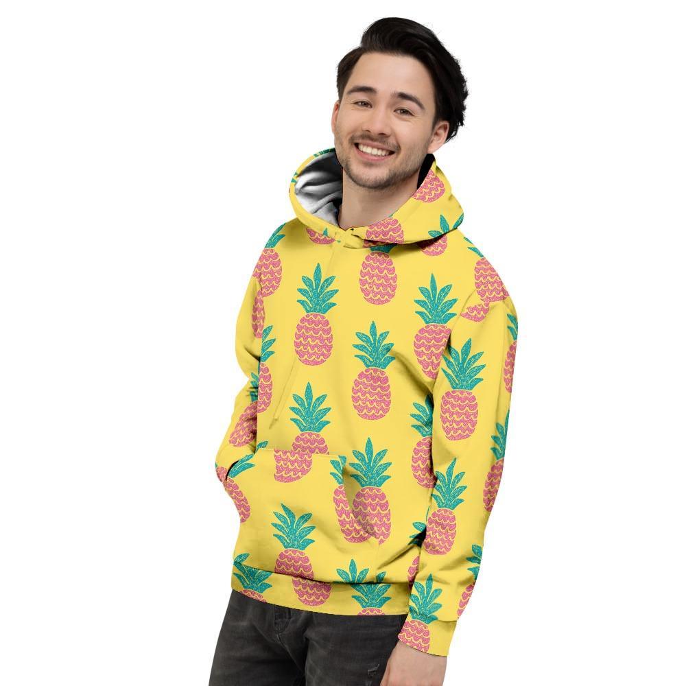 Yellow Pineapple Print Men's Hoodie-grizzshop