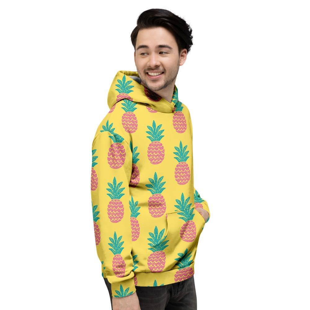 Yellow Pineapple Print Men's Hoodie-grizzshop