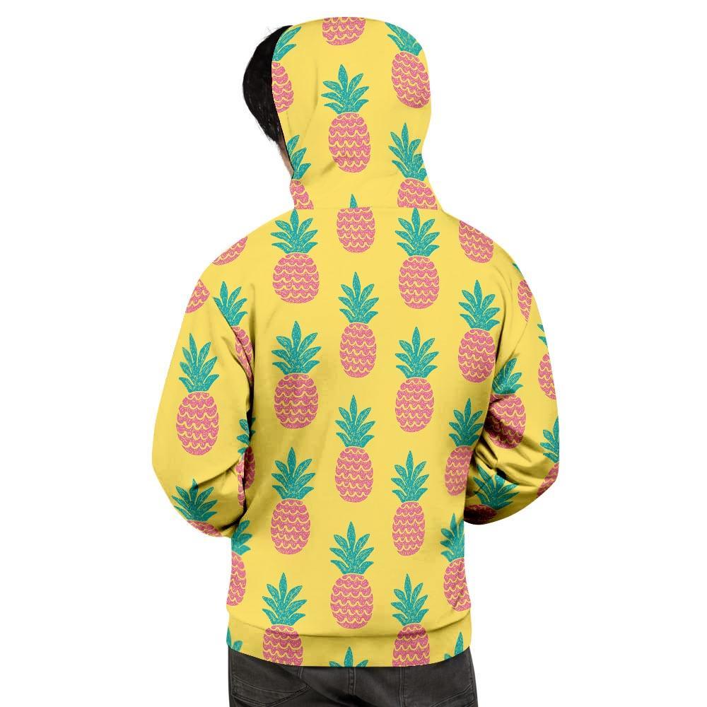 Yellow Pineapple Print Men's Hoodie-grizzshop