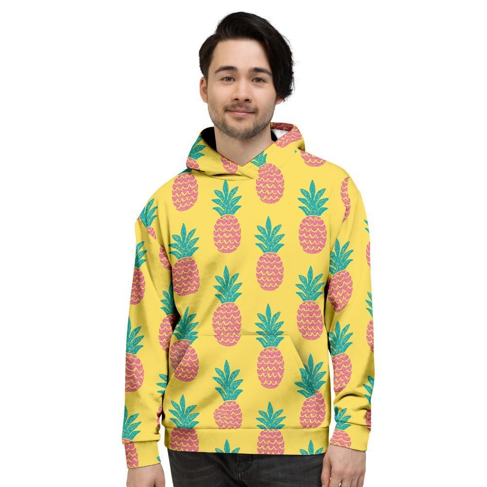 Yellow Pineapple Print Men's Hoodie-grizzshop