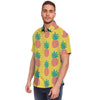 Yellow Pineapple Print Men's Short Sleeve Shirt-grizzshop