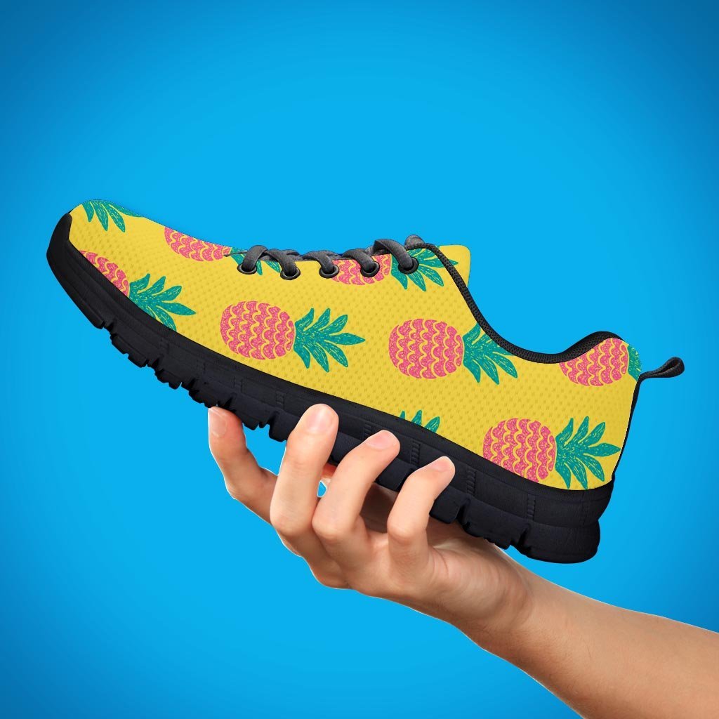 Yellow Pineapple Print Men's Sneakers-grizzshop