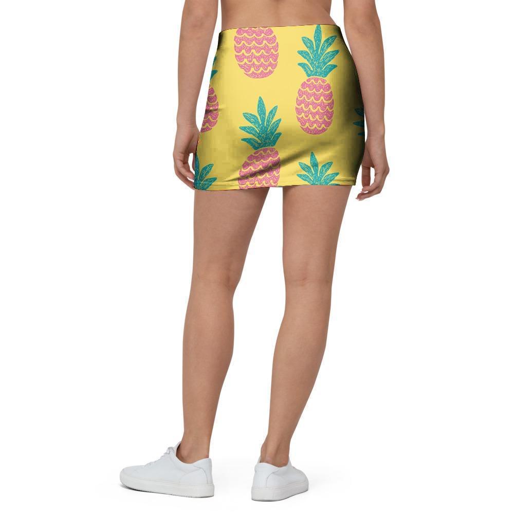 Yellow Pineapple Print Mini Skirt-grizzshop