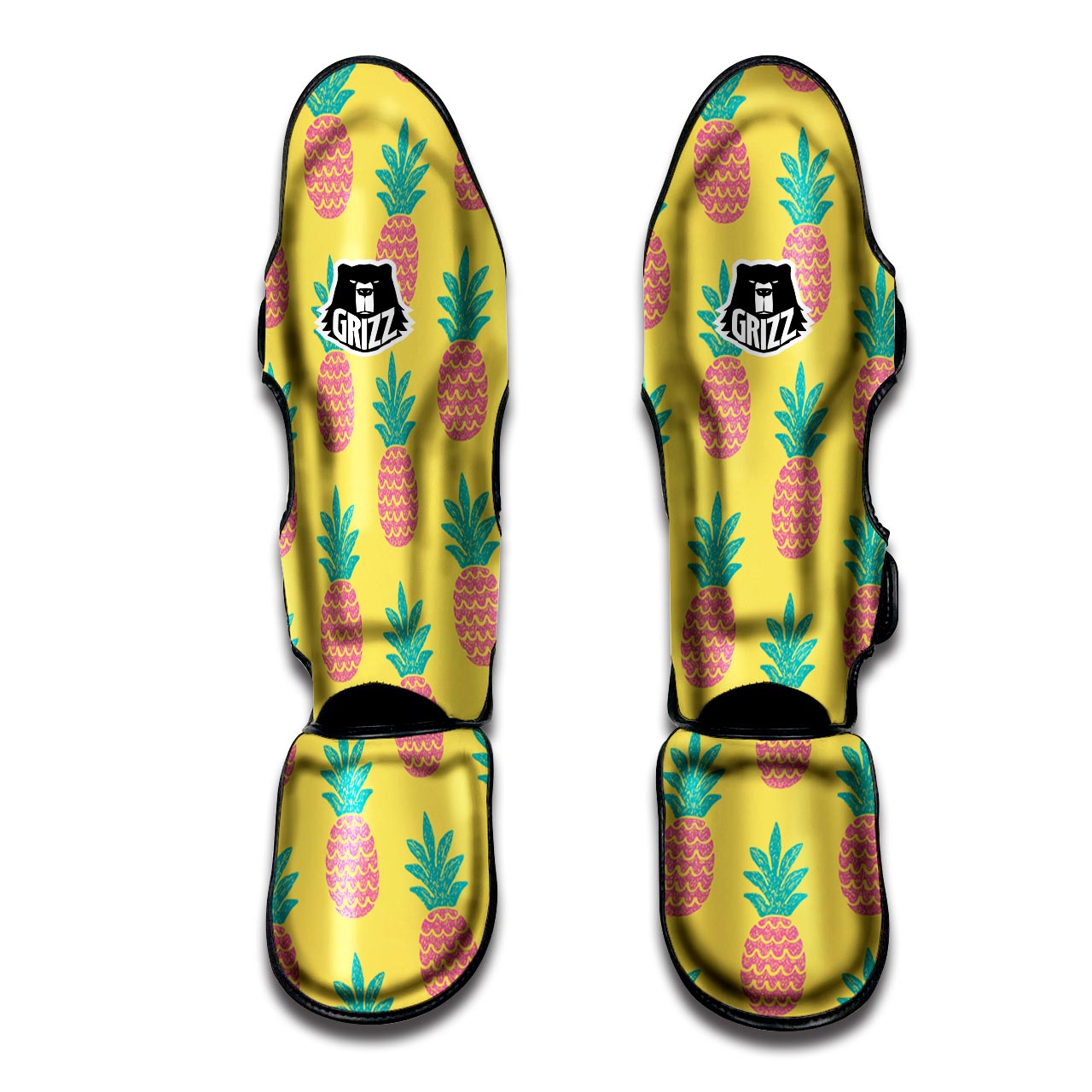 Yellow Pineapple Print Muay Thai Shin Guard-grizzshop