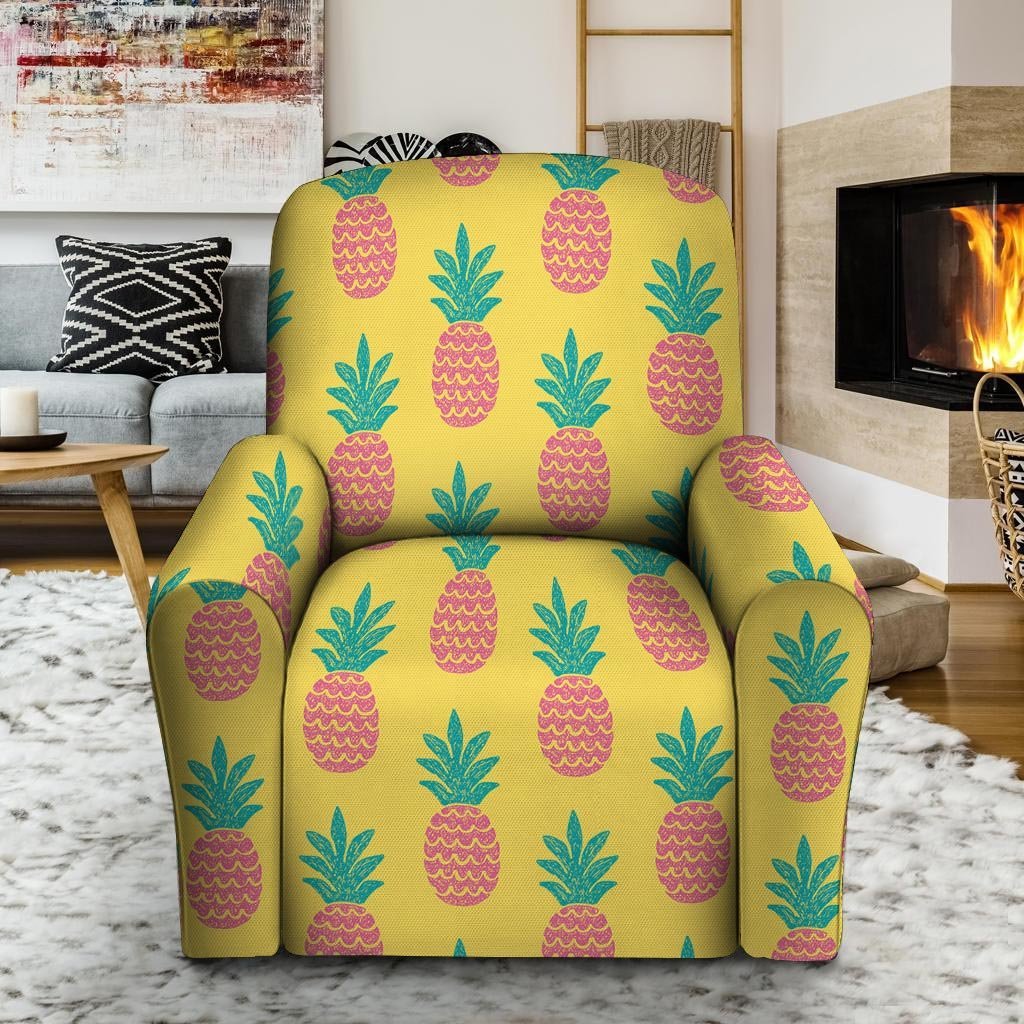 Yellow Pineapple Print Recliner Cover-grizzshop