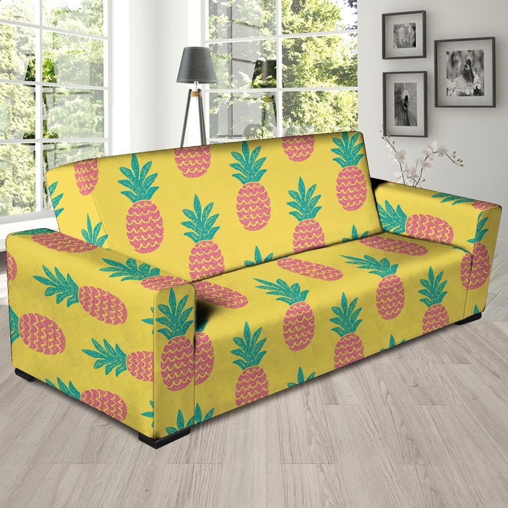 Yellow Pineapple Print Sofa Cover-grizzshop