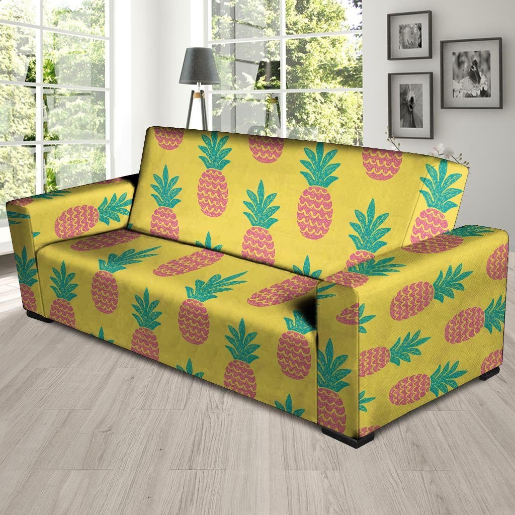 Yellow Pineapple Print Sofa Cover-grizzshop