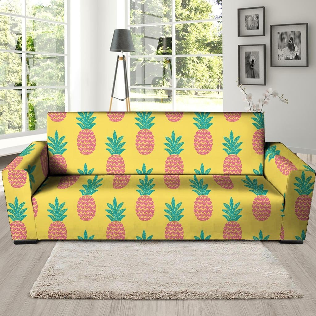 Yellow Pineapple Print Sofa Cover-grizzshop