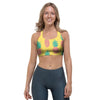 Yellow Pineapple Print Sports Bra-grizzshop