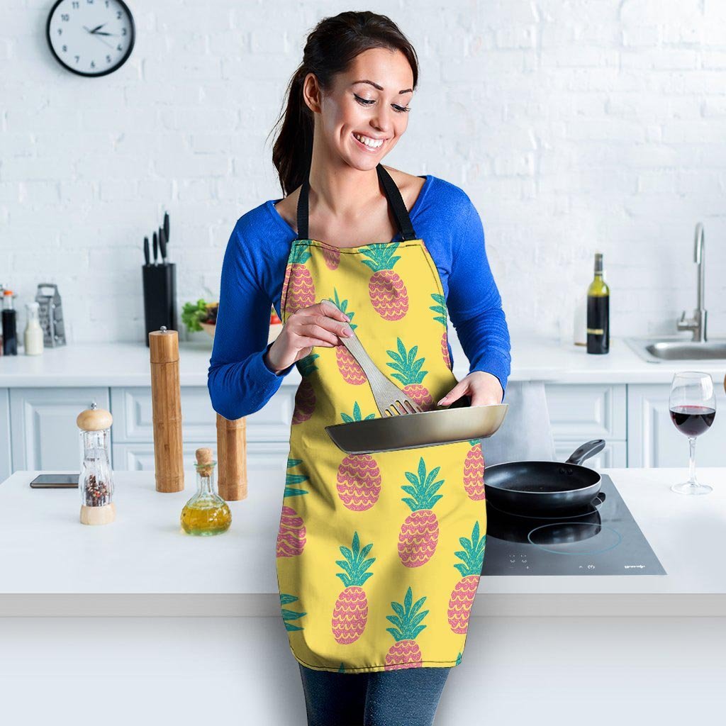 Yellow Pineapple Print Women's Apron-grizzshop