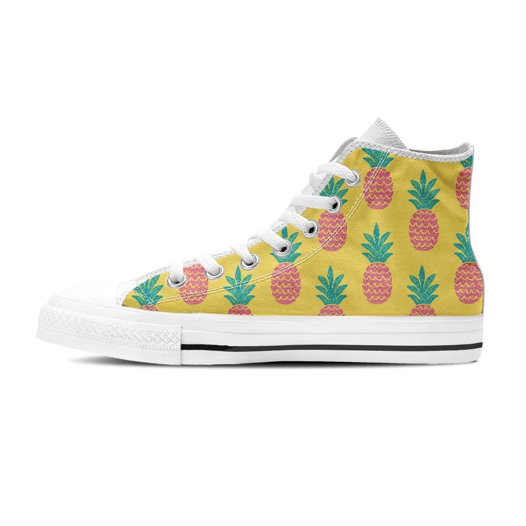 Yellow Pineapple Print Women's High Top Shoes-grizzshop