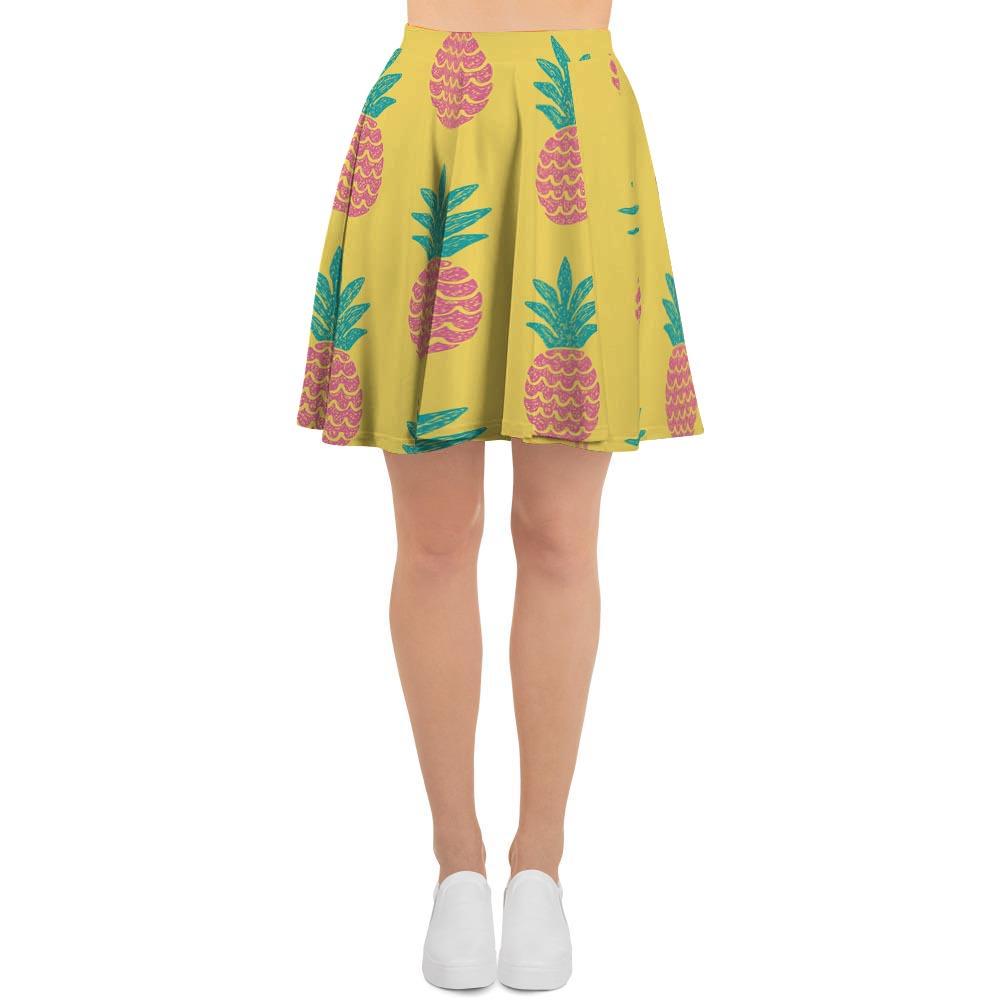 Yellow Pineapple Print Women's Skirt-grizzshop