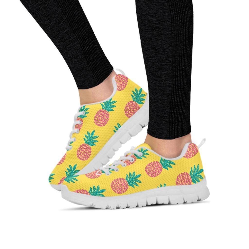 Yellow Pineapple Print Women's Sneakers-grizzshop