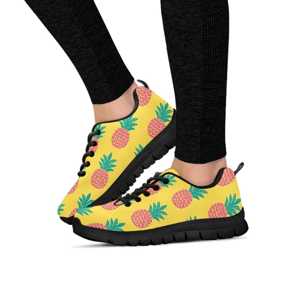 Yellow Pineapple Print Women's Sneakers-grizzshop