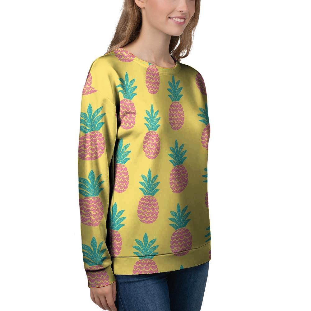 Yellow Pineapple Print Women's Sweatshirt-grizzshop