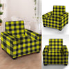 Yellow Plaid Armchair Cover-grizzshop