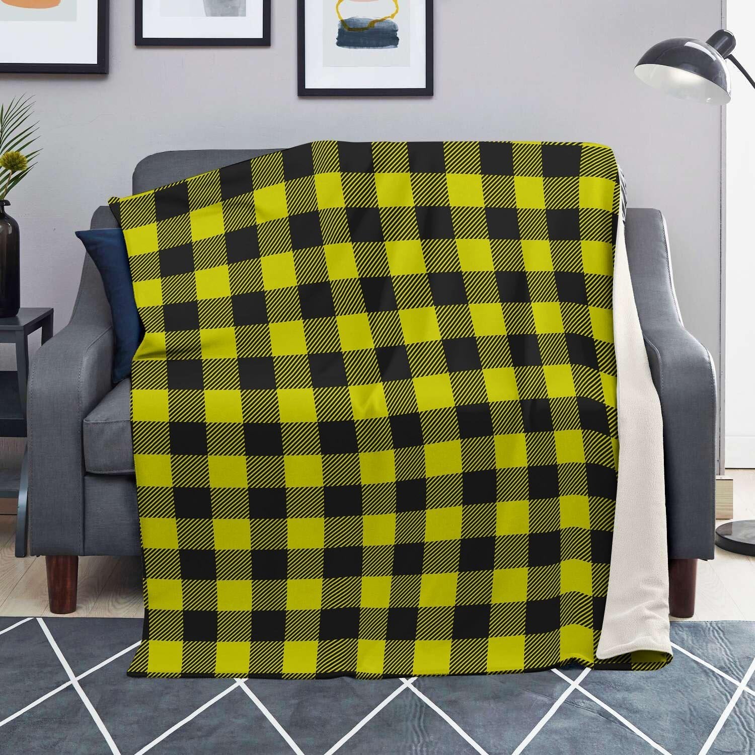 Yellow Plaid Blanket-grizzshop