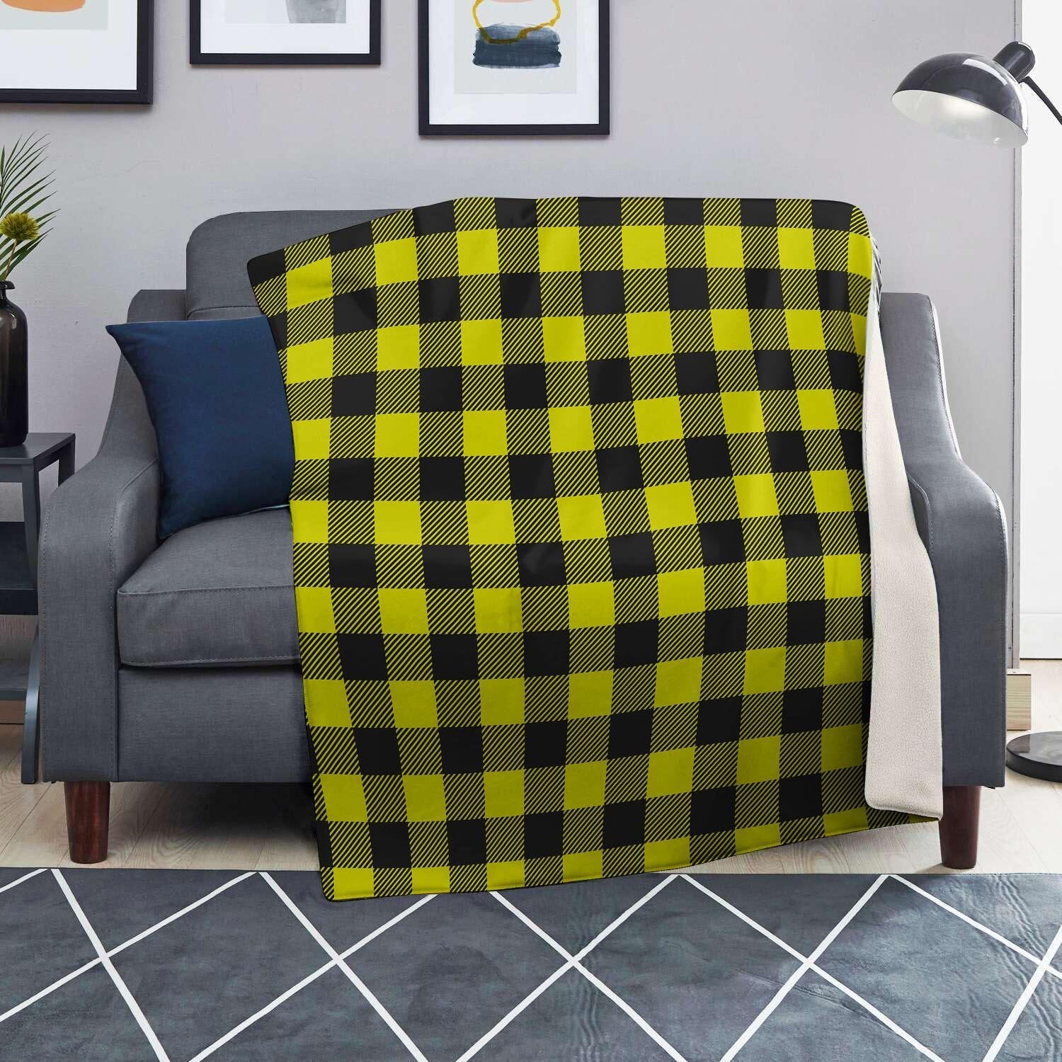 Yellow Plaid Blanket-grizzshop