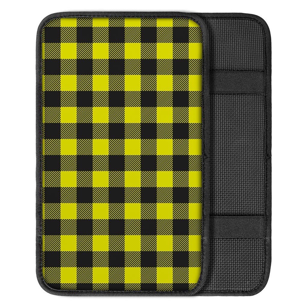 Yellow Plaid Car Console Cover-grizzshop