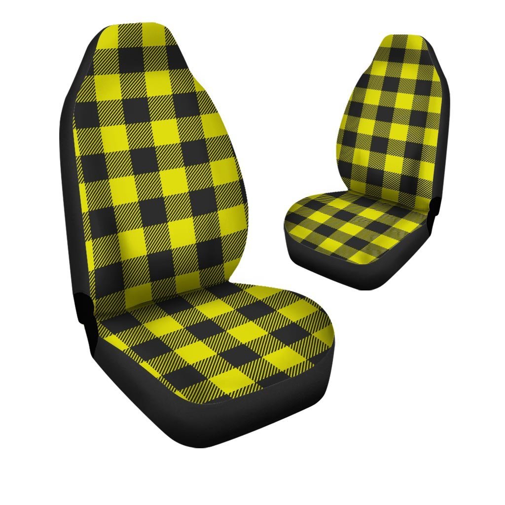 Yellow Plaid Car Seat Covers-grizzshop