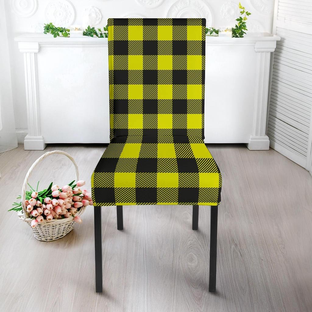 Yellow Plaid Chair Cover-grizzshop