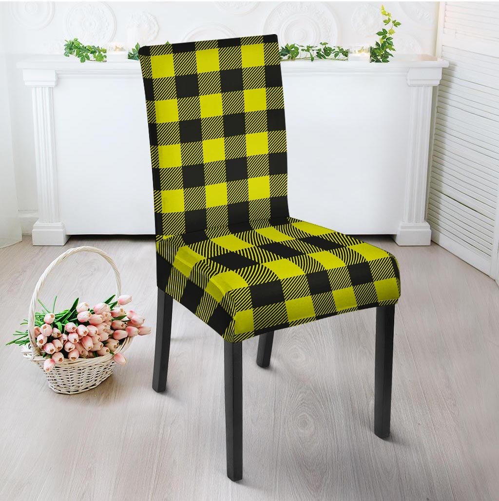 Yellow Plaid Chair Cover-grizzshop