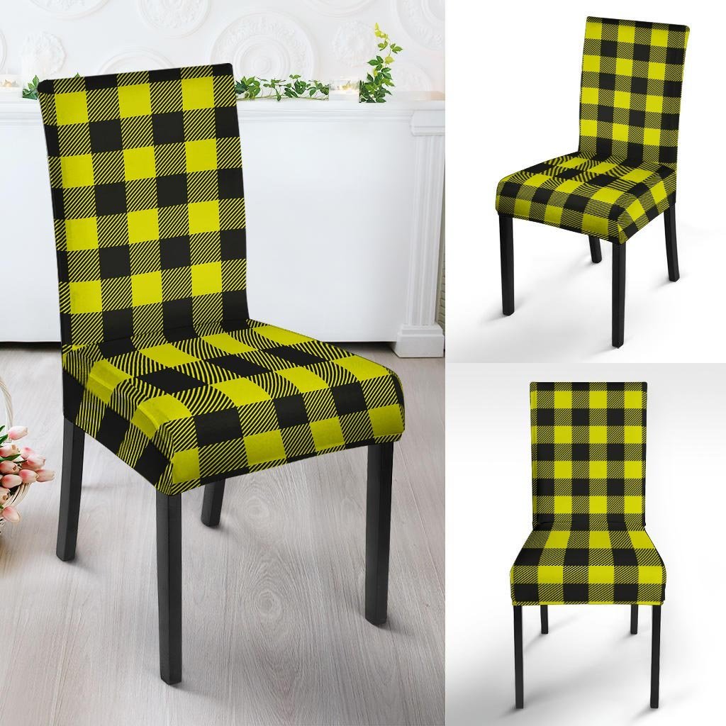 Yellow Plaid Chair Cover-grizzshop